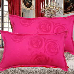 纯棉枕套加厚大红色拉链式高档全棉婚庆枕头套48x74cm单人枕套2只