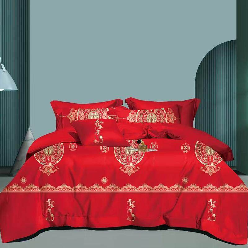 加厚纯棉被套喜庆全棉加密单件单双人被罩结婚大红色A类床品家用