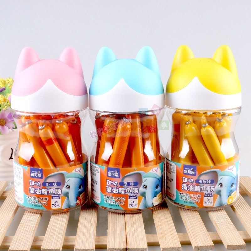 倍可爱DHA藻油鳕鱼肠150克*3罐组合装原味鲜虾玉米味儿童休闲食品,婴童食品,肉肠/午餐肉,淘宝优惠券,粉丝福利购,淘宝优惠卷
