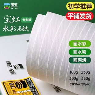宝虹木浆水彩纸300g中粗八开4k纸美术生专用水彩纸加厚水彩专用纸