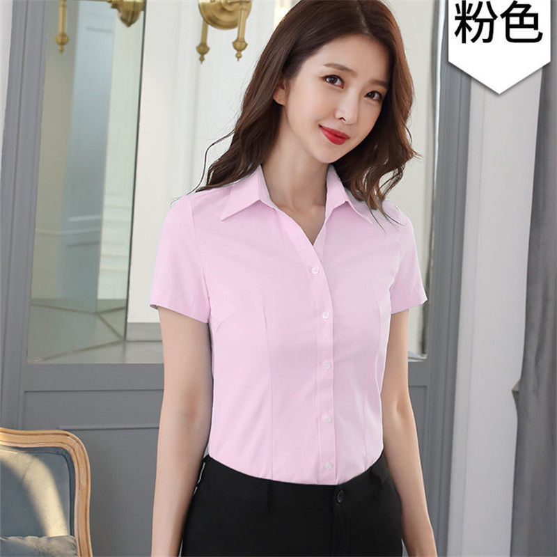 2021新款夏季女士短袖白衬衫职业气质薄款衬衣工作服工装正装上班|ruв категории Женская одежда, рубашка - от Buy2taobao.com для оказания профессиональной услуги покупки агента Taobao