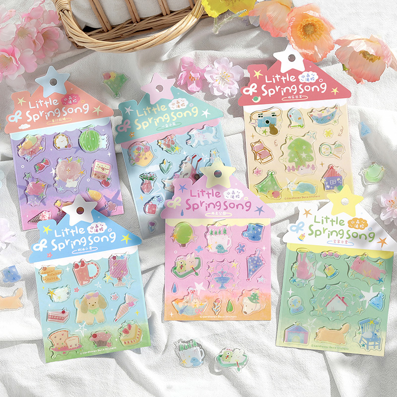 小漫春曲系列水晶滴胶贴纸可爱
