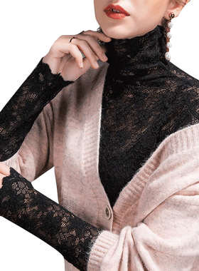 欧洲站衫女修身性感内搭长袖蕾丝