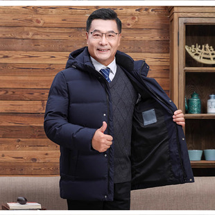 加厚中年男装 中长款 宽松保暖外套男 防寒服男士 高档中老年爸爸冬装