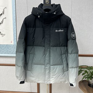W751 三防科技鹅绒服男极光小汉堡加厚连帽羽绒服外套深时尚渐变