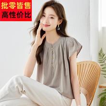 雪纺上衣女夏季短袖设计感小众2025新款宽松爆款独特别致漂亮衬衫
