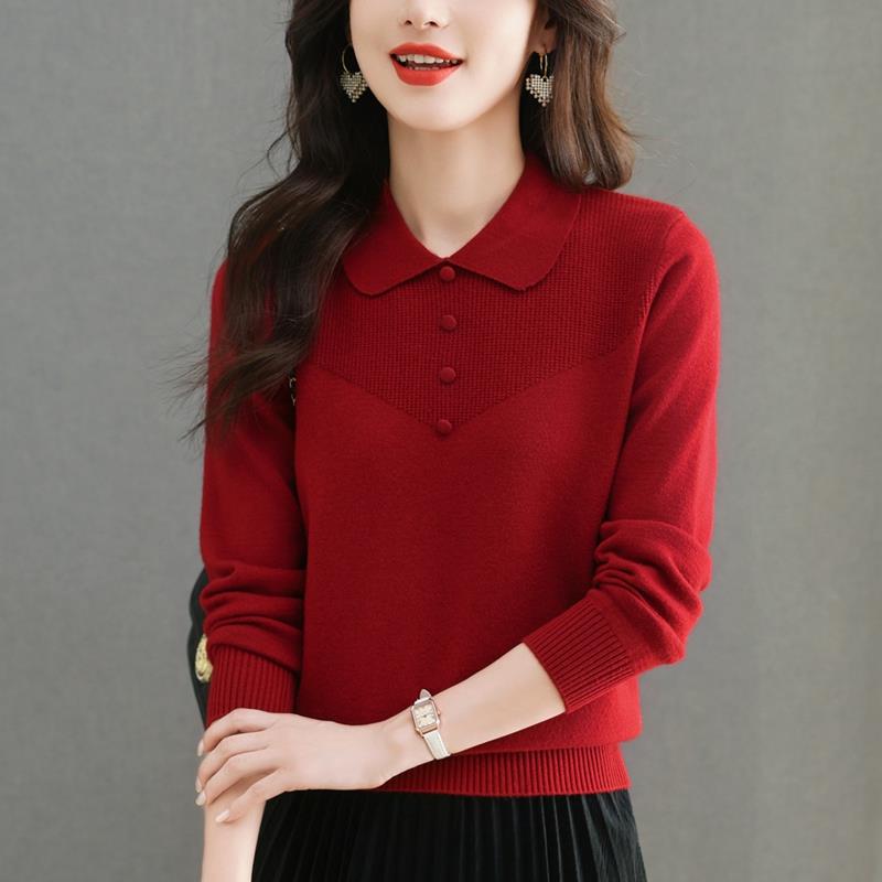 中年妈妈冬装打底衫时尚洋气衣服秋冬2025蛇年本命年女装红色毛衣