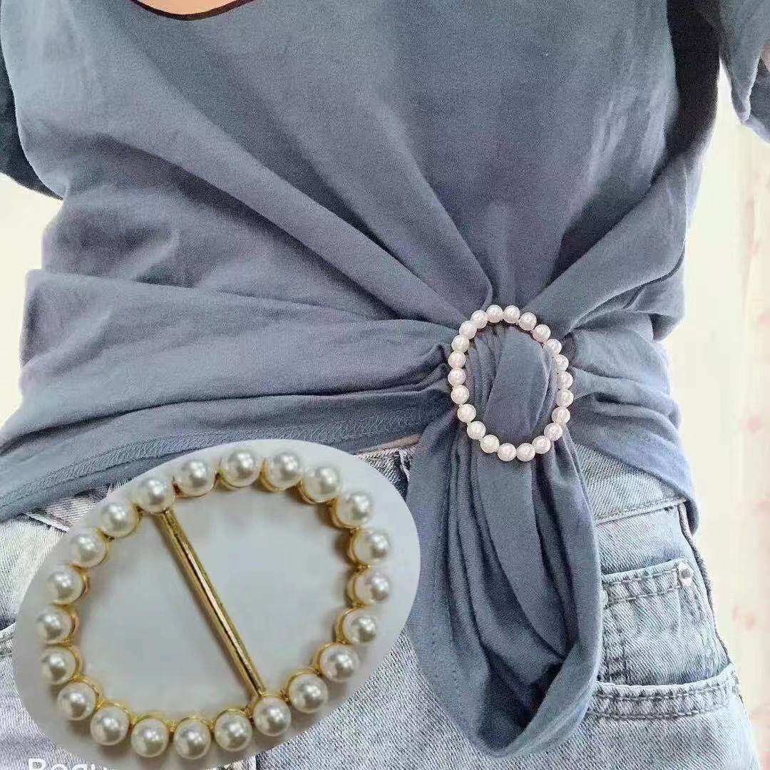 百搭t恤衣角打结扣腰带扣方形圆形扣合金扣丝巾扣衣服环扣围巾扣