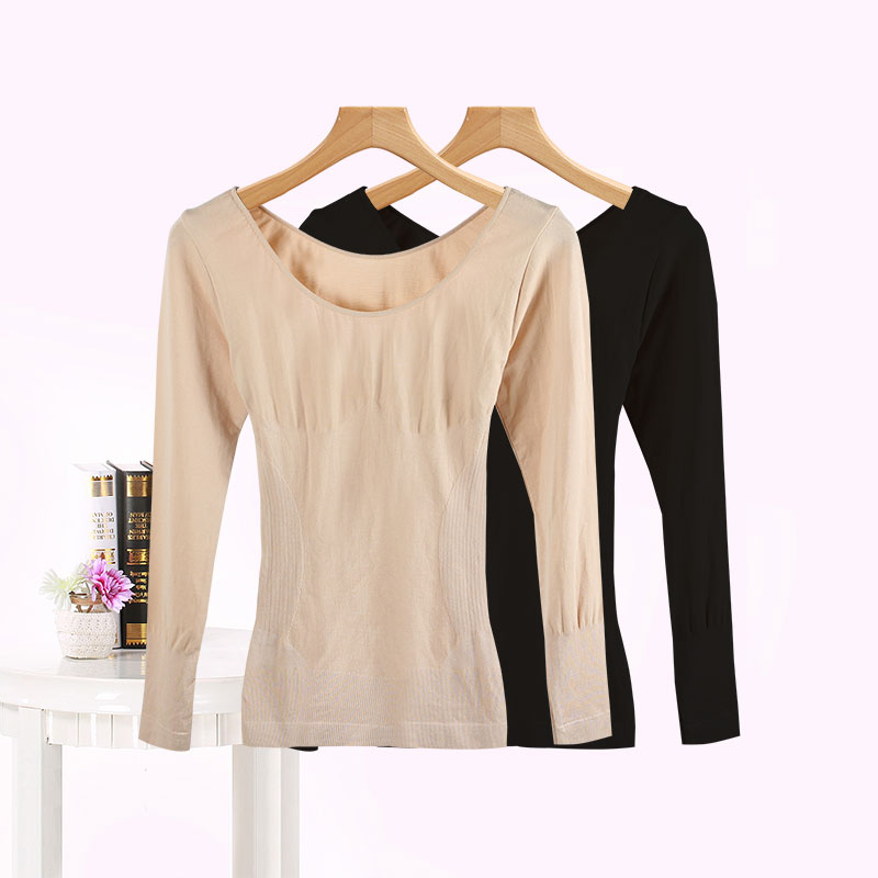 大圆领薄款保暖上衣塑身打底秋衣
