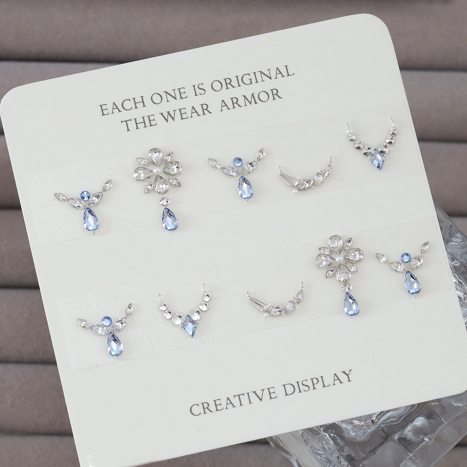 网红-有钱花-美甲拼钻材料包锆石水晶蓝色水滴指甲花堆钻指缘法式