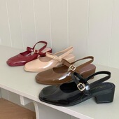 2025新款 后空浅口单鞋 包头高跟鞋 女凉鞋 女百搭粗跟包头凉鞋