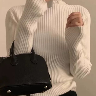 韩国时尚小众修身显瘦短款毛衣