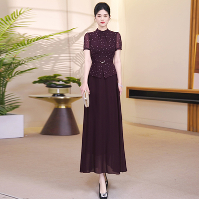 安可拉红波点假两件连衣裙女夏季2026新款高级感气质显瘦减龄长裙