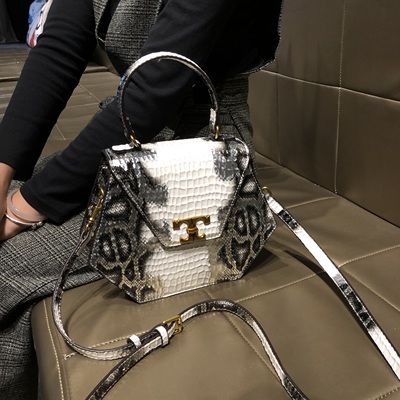 香港品牌蛇皮纹轻奢气质手提包