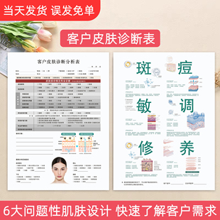 客户皮肤管理诊断分析表美容院问题肌面诊单面部抗衰问诊表设计单