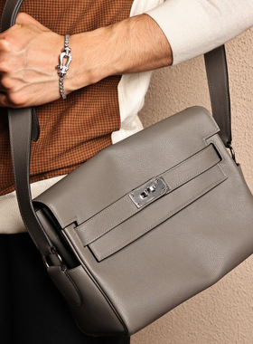 Kelly Messenger27邮差包，积云雨灰Evercolor皮，银扣实拍现货