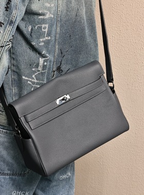Kelly Messenger33大号邮差包，雾霾灰Togo皮，银扣实拍现货。