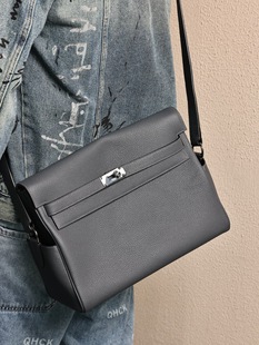 Kelly Messenger33大号邮差包，雾霾灰Togo皮，银扣实拍现货。