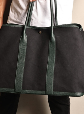 Garden  49，花园包，黑色帆布拼英国绿Togo牛皮