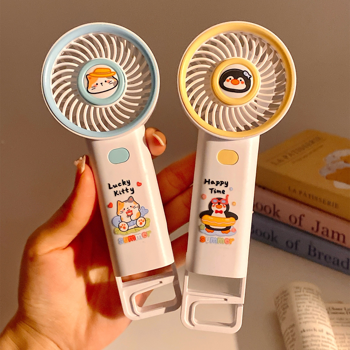 可爱手持小风扇便携随身迷你usb充电静音扇桌面可立学生宿舍办公