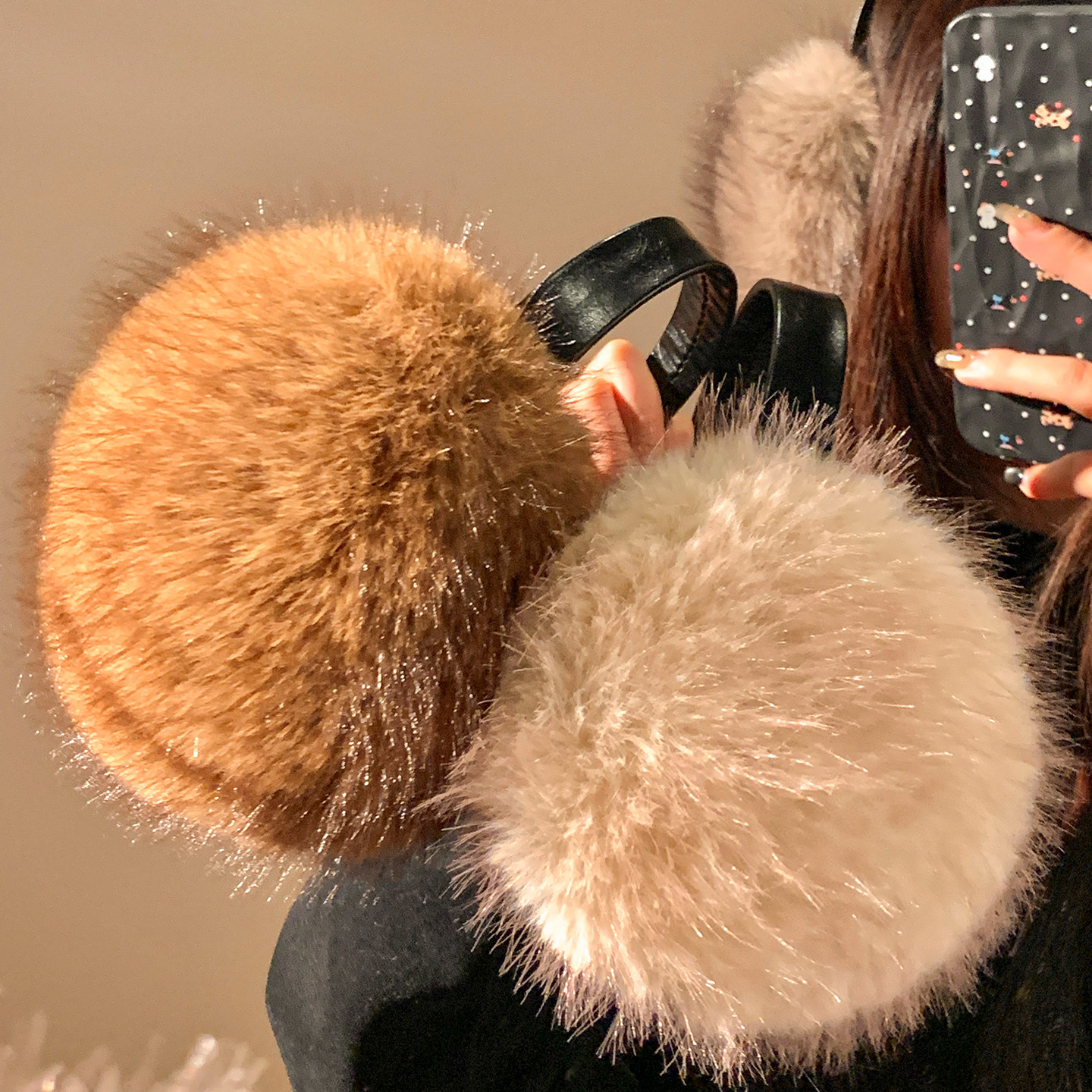 毛茸茸加厚可折叠毛绒耳罩女冬季