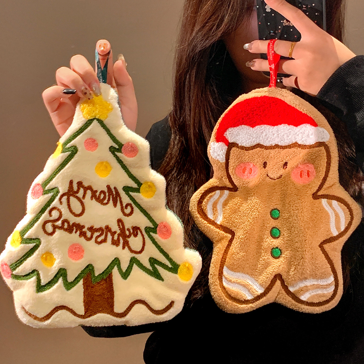 圣诞树姜饼人擦手巾挂式