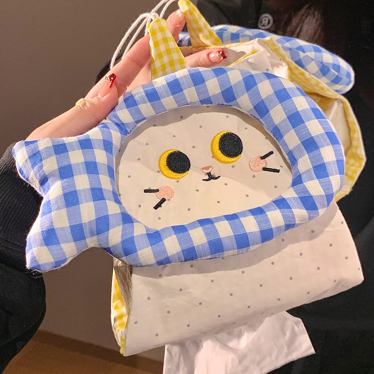 可爱小猫吃鱼纸巾袋悬挂式家用客厅卫生间抽纸袋卡通车载收纳挂袋,收纳整理,纸巾套,淘宝优惠券,粉丝福利购,淘宝优惠卷