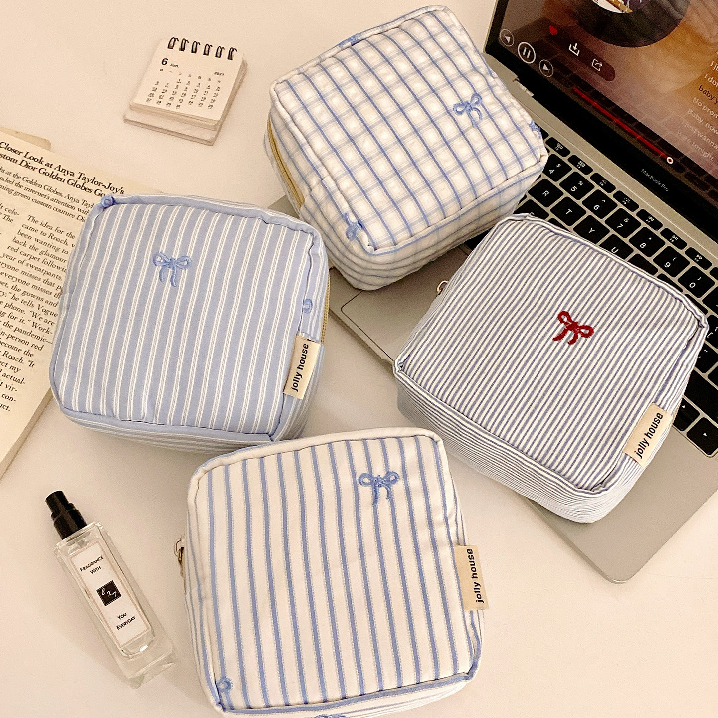 韩系蝴蝶结卫生巾收纳包高颜值大容量随身便携小包化妆包零钱包女