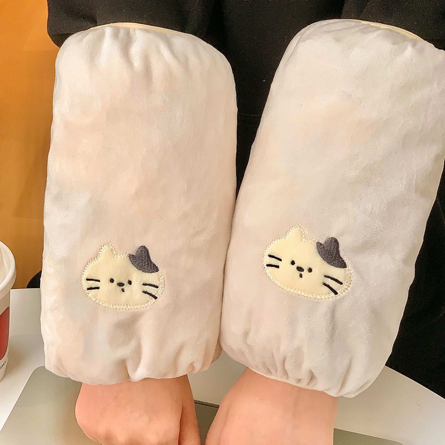 可爱猫咪袖套女秋冬上班耐脏防污