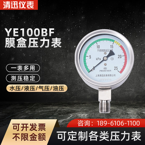 清迅仪表YE100BF膜盒压力表