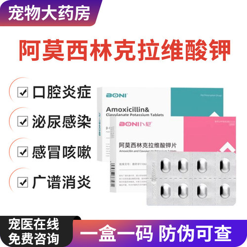 宠物阿莫西林克拉维酸钾片狗狗宠物专用消炎药猫咪感冒药