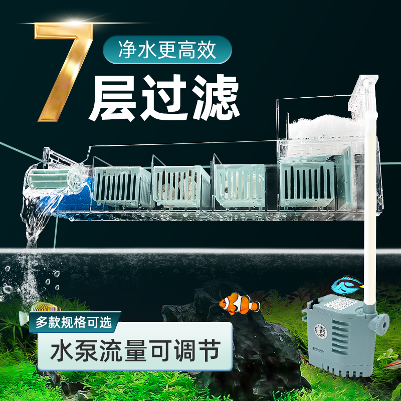三合一低水位上部过滤壁挂式龟缸