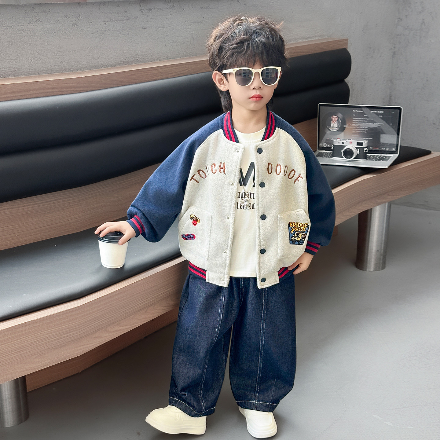 棒球服男童外套春秋宝宝秋季呢子上衣洋气儿童秋装男孩夹克痞帅潮