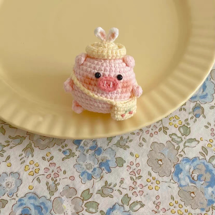 手工编织自己做钩织毛线春游小猪玩偶DIY礼物材料包钥匙扣 包挂件