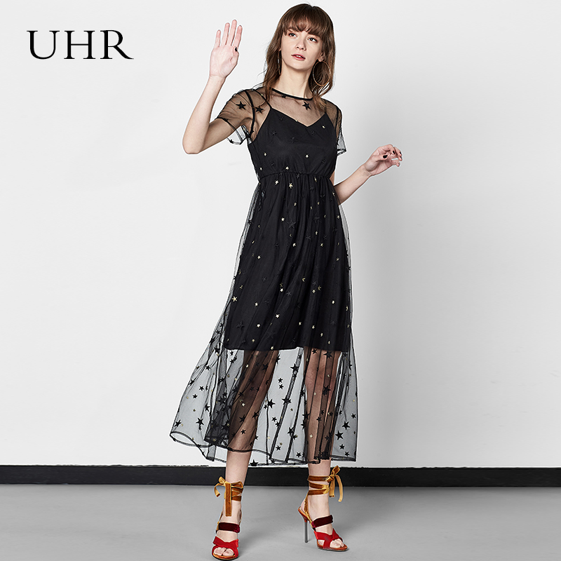 UHRÐÇÐÇ´ÌÐåÍøÉ´Á¬ÒÂȹŮÏÄ2018пîÏÉÅ®³¤È¹µõ´øÈ¹Á½¼þÌ×װȹ×Ó
