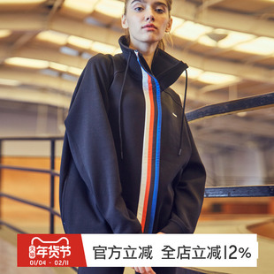 gymna运动休闲外套复古夹克拉链衫高领外穿健身服长袖春秋新品女