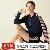 GYMNA美式 学院风速干撞色健身夹克上衣 复古运动外套宽松休闲开衫