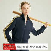 gymna复古运动外套立领云朵绒拉链开衫 撞色显瘦休闲健身宽松上衣