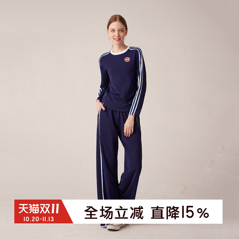 gymna复古运动T恤美式休闲上衣速干修身宽松训练健身服套装女新款