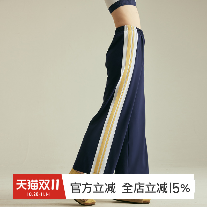 GYMNA复古运动直筒裤女宽松休闲美式9分裤速干透气高弹显瘦训练裤