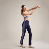 显瘦跑步训练健身裤 休闲弹力瑜伽裤 高腰美式 gymna复古运动喇叭裤