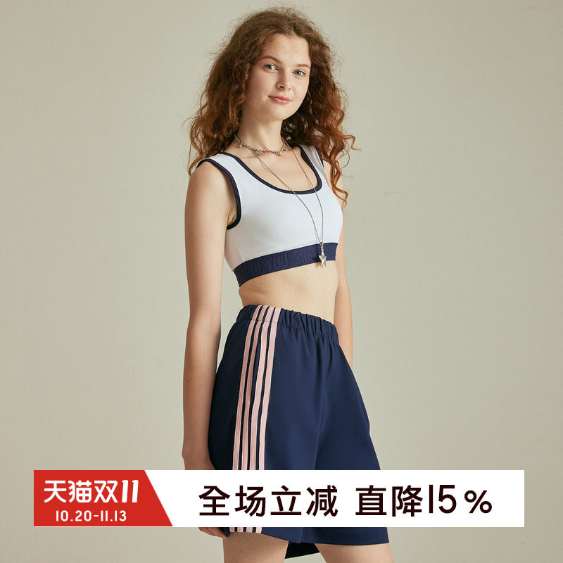 GYMNA复古运动短裤速干美式宽松休闲五分裤训练服透气弹力健身裤