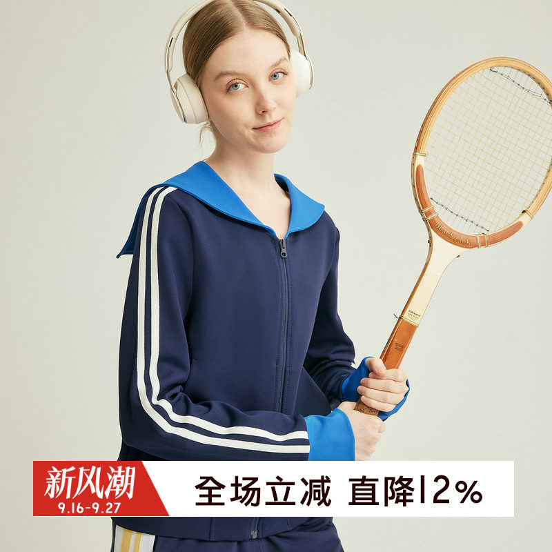 gymna复古学院撞色运动茄克女