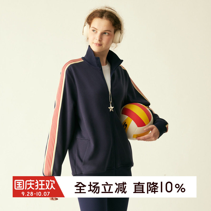 gymna美式运动风立领拉链夹克女