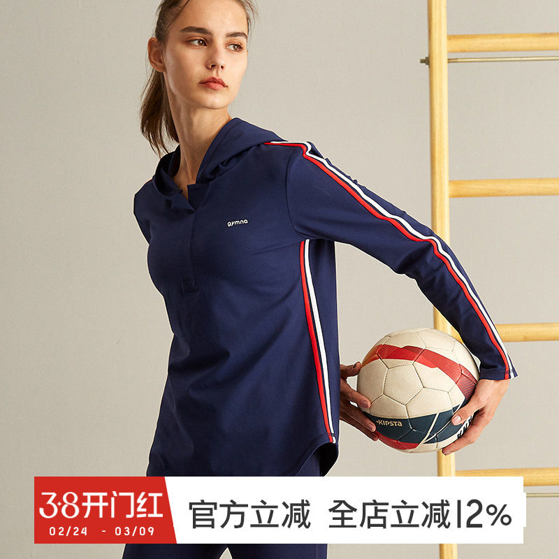 gymna复古学院风宽松瑜伽服女罩衫训练长袖跑步休闲运动健身上衣