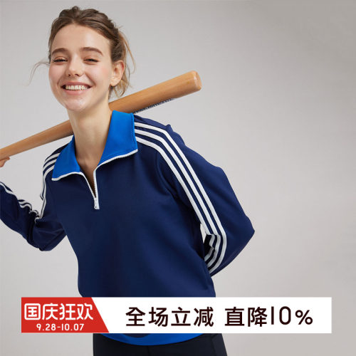 gymna复古拼色卫衣训练休闲翻领