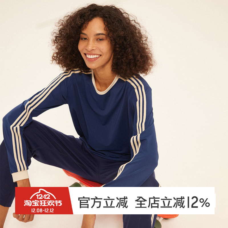 gymna长袖女撞色运动T恤