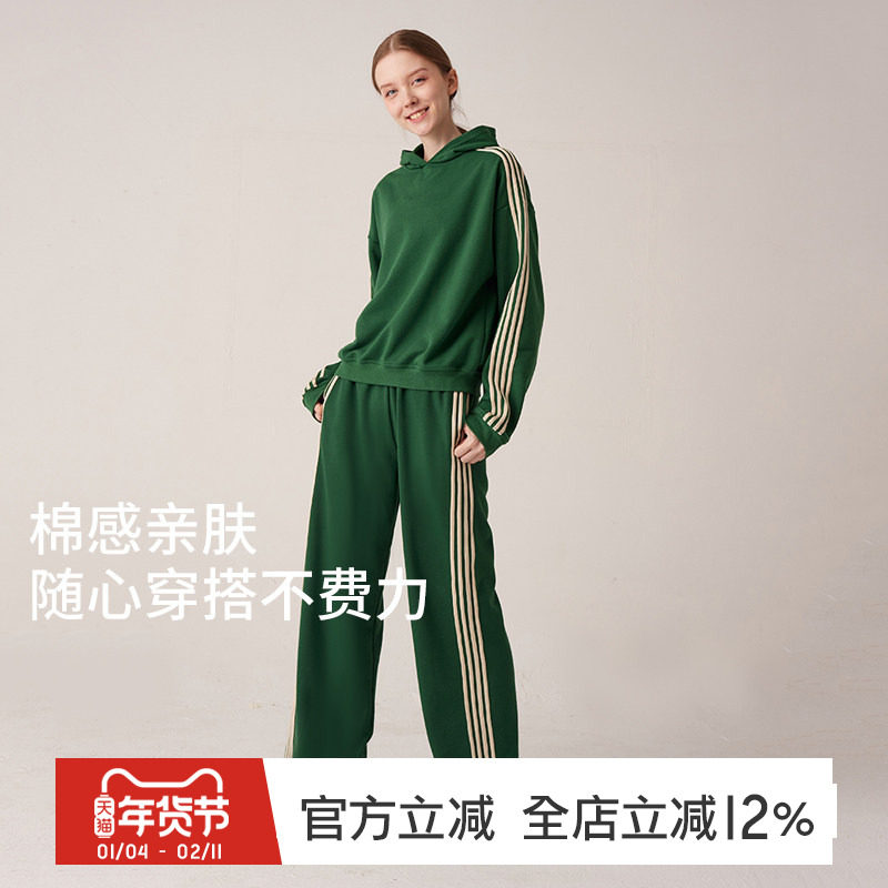 gymna复古运动卫衣宽松休闲连帽套头衫美式长袖健身训练毛圈套装