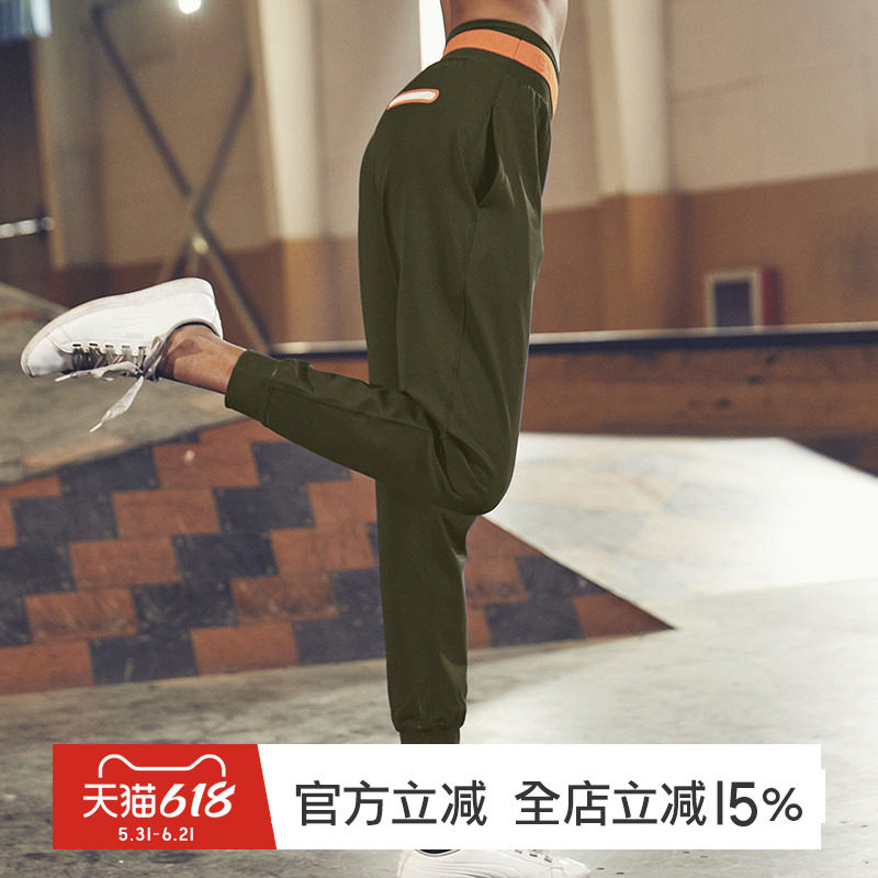 gymna复古拼色宽松显瘦军装风运动速干跑步训练健身裤梭织薄秋女