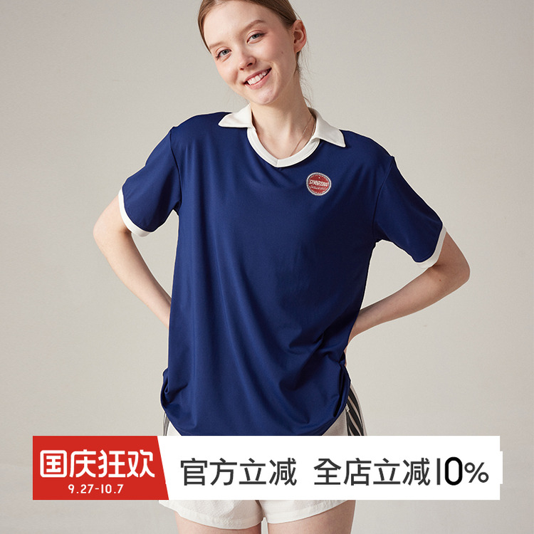 gymna复古运动T恤宽松休闲polo衫